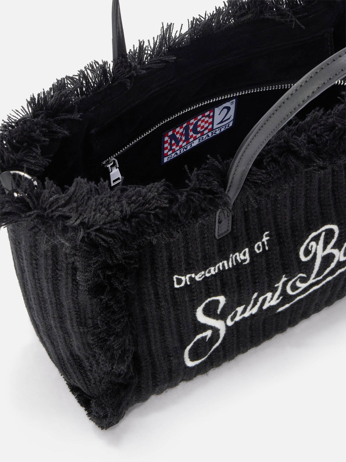 Schwarze Tasche Colette mit geripptem Strickdesign 