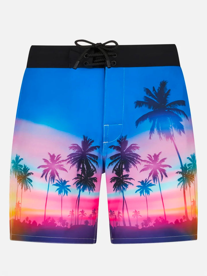 Herren-Surfshorts aus Komfort und Stretch mit Palmenprint