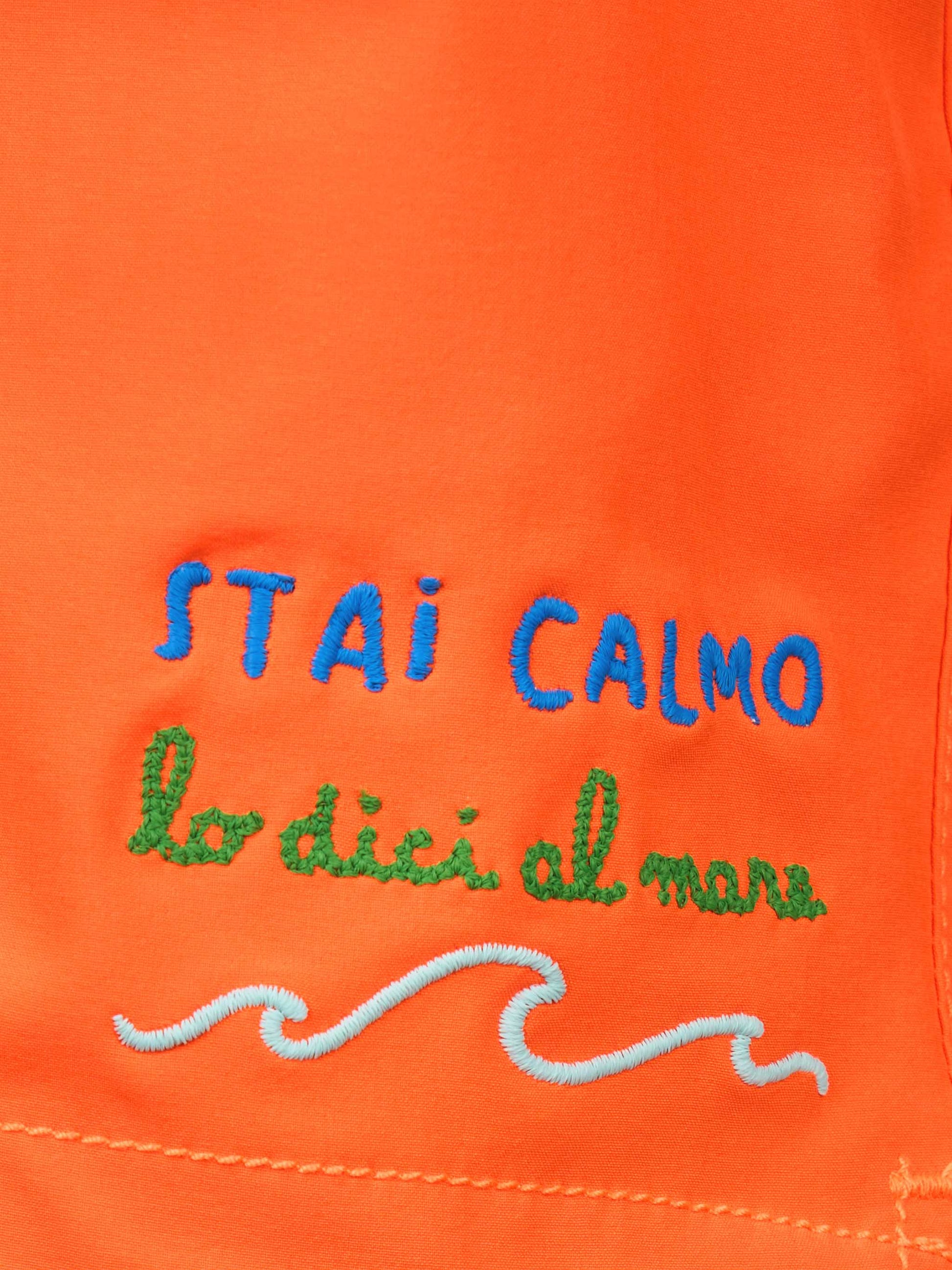 Boy Comfort swim shorts with Stai calmo lo dici al mare embroidery - MC2 Saint Barth