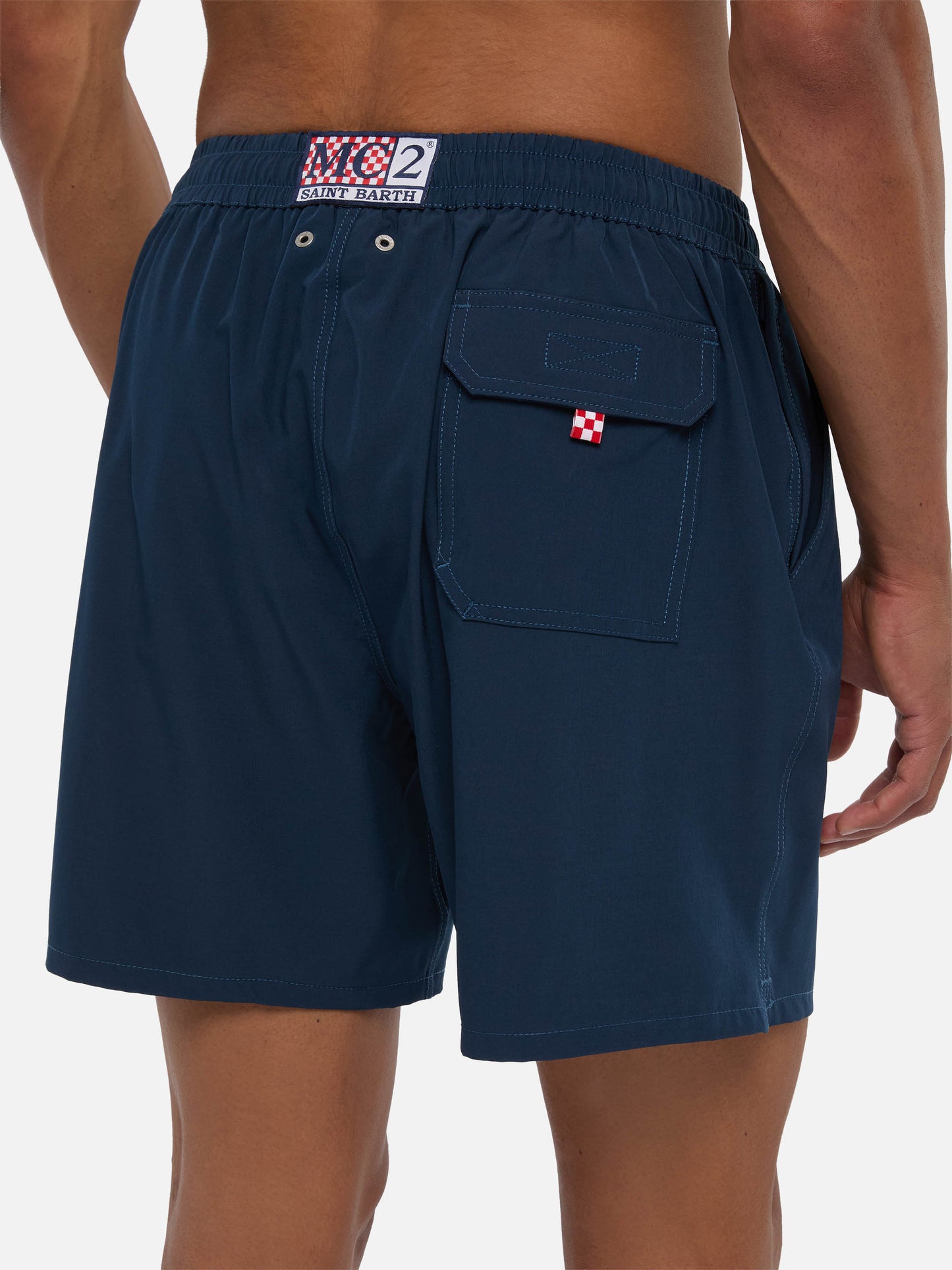 Costume mare Comfort blu navy con ricamo St. Barth