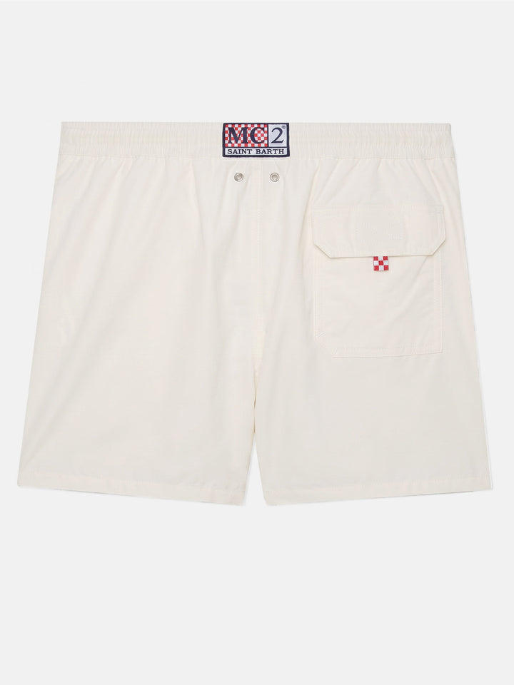 Costume mare Comfort bianco con ricamo St. Barth