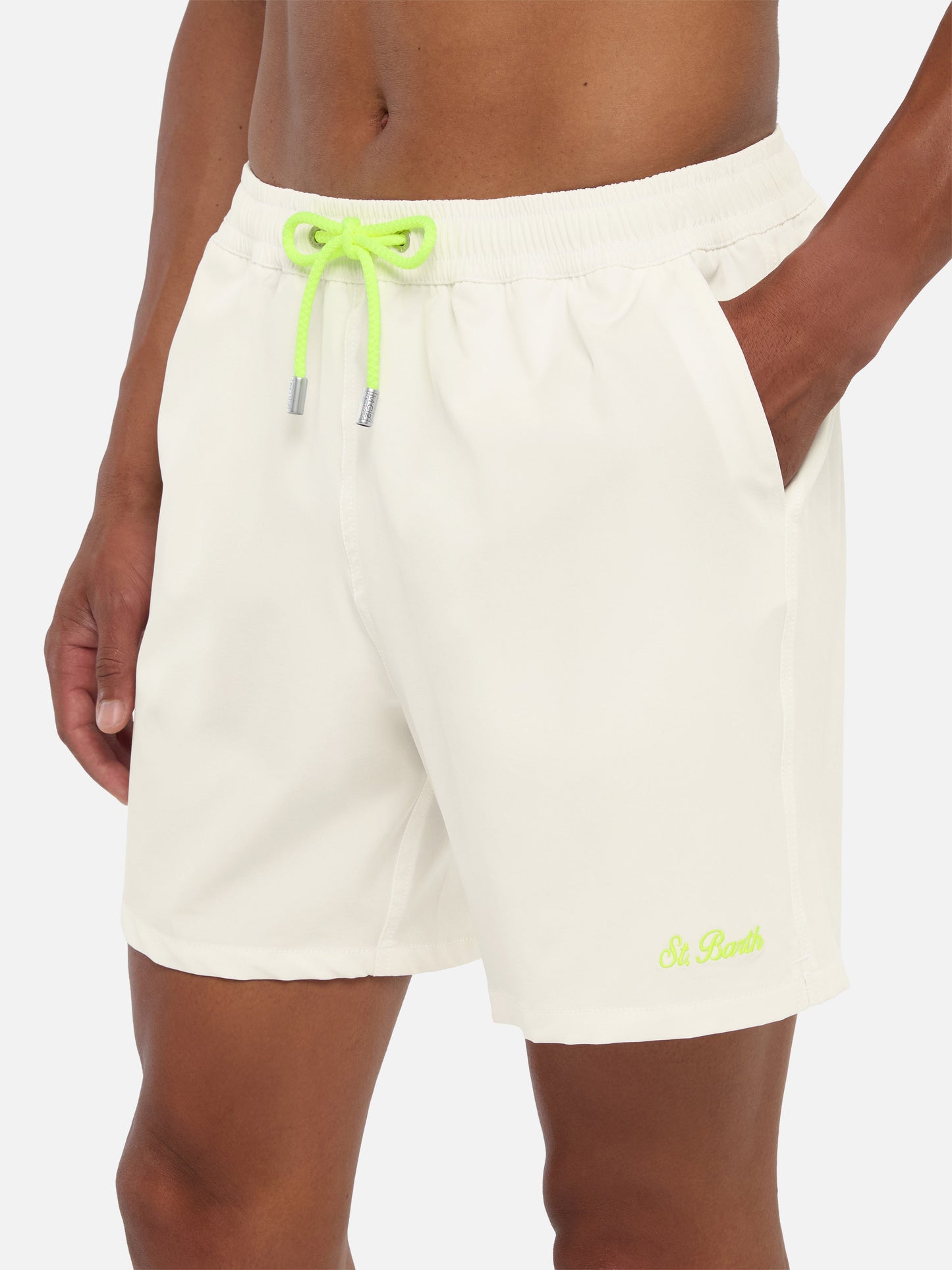 Costume mare Comfort bianco con ricamo St. Barth