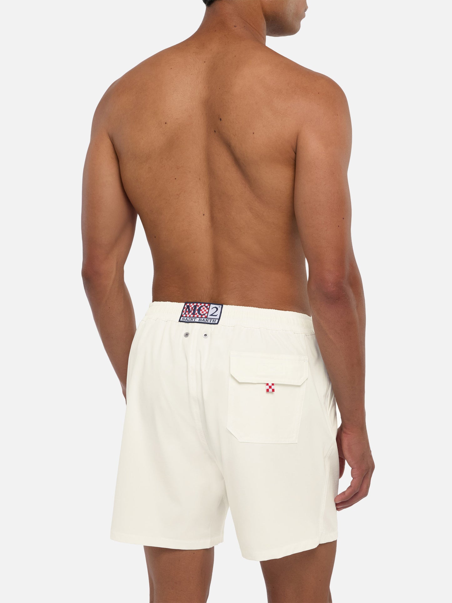 Costume mare Comfort bianco con ricamo St. Barth