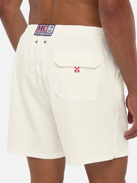 Costume mare Comfort bianco con ricamo St. Barth
