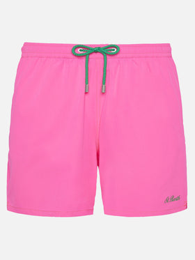 Fluo pink Comfort swim shorts with St. Barth embroidery - MC2 Saint Barth