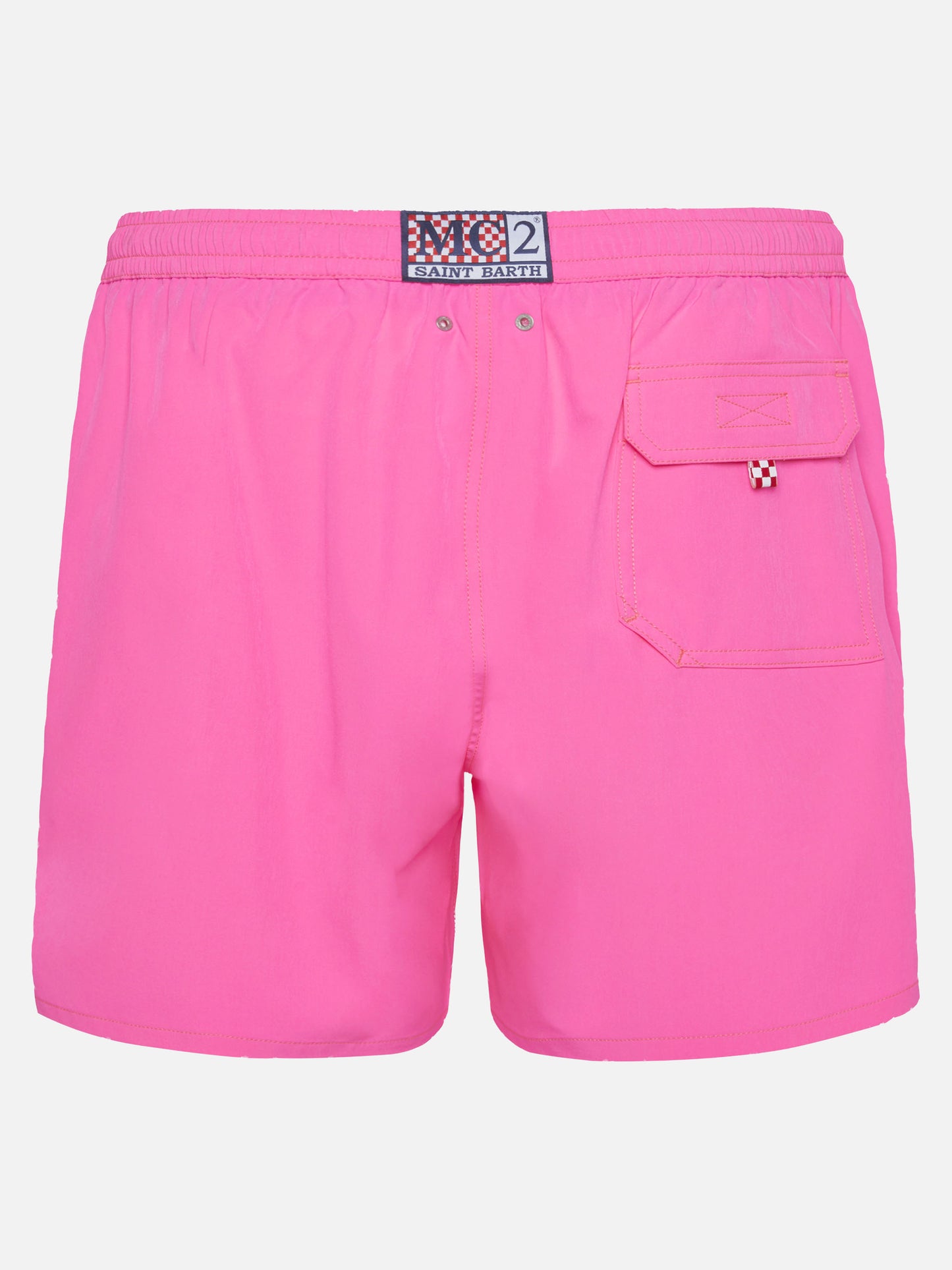 Fluo pink Comfort swim shorts with St. Barth embroidery - MC2 Saint Barth