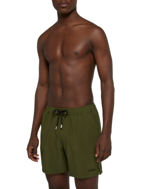 Militärgrüne Comfort Badeshorts mit St. Barth Stickerei