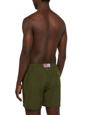 Militärgrüne Comfort Badeshorts mit St. Barth Stickerei