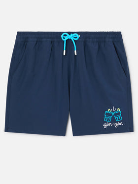 Comfort swim shorts in blue with Gin Gin embroidery
