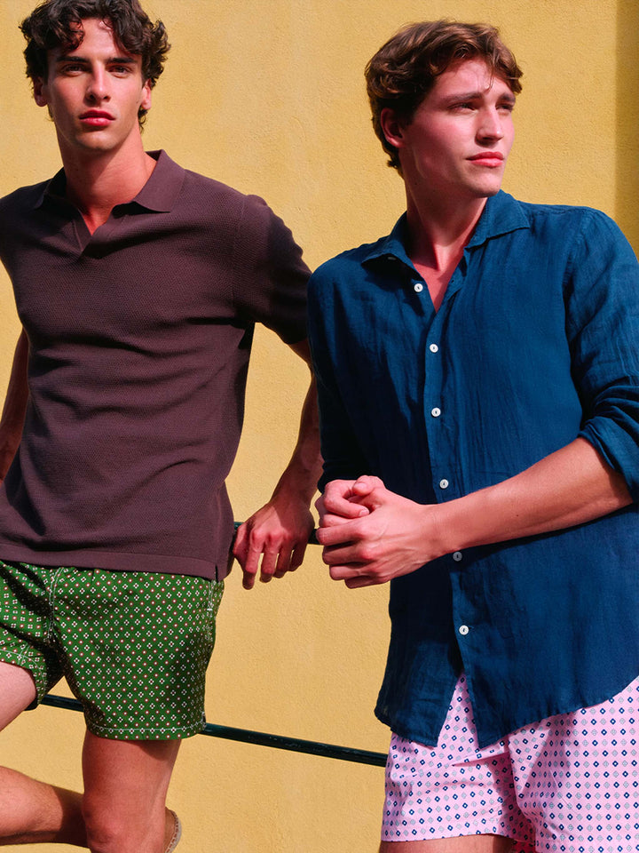 Comfort Light stretch swim shorts with micro tie print