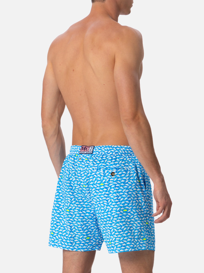 Man Comfort Light swim shorts with sharks print