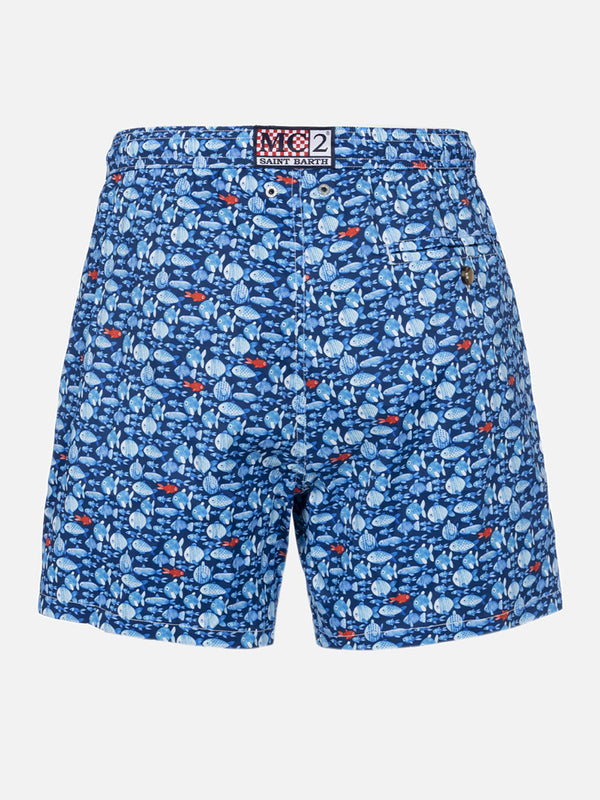 Man Comfort Light swim shorts with fishes print