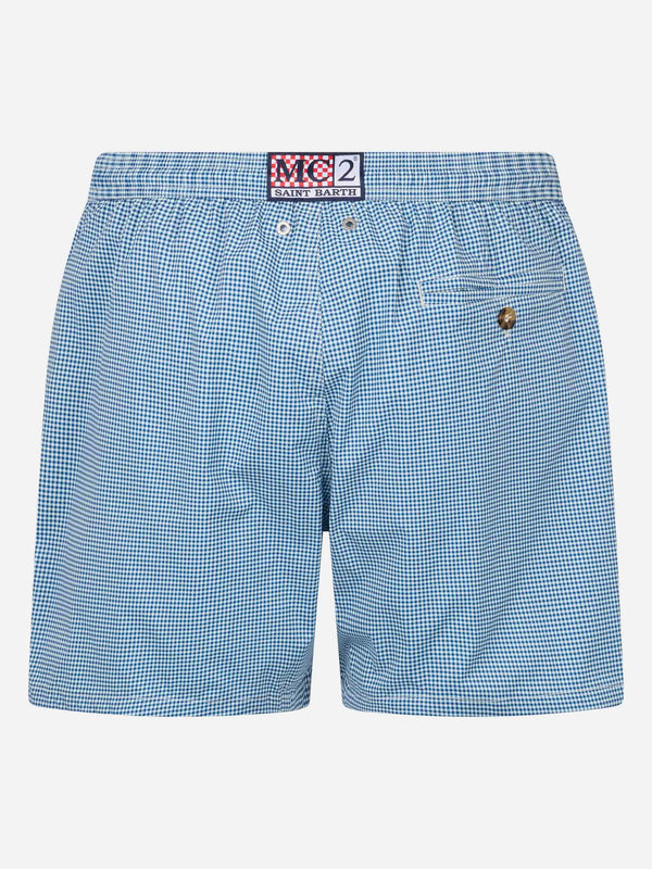 Man Comfort Light swim shorts with gingham print