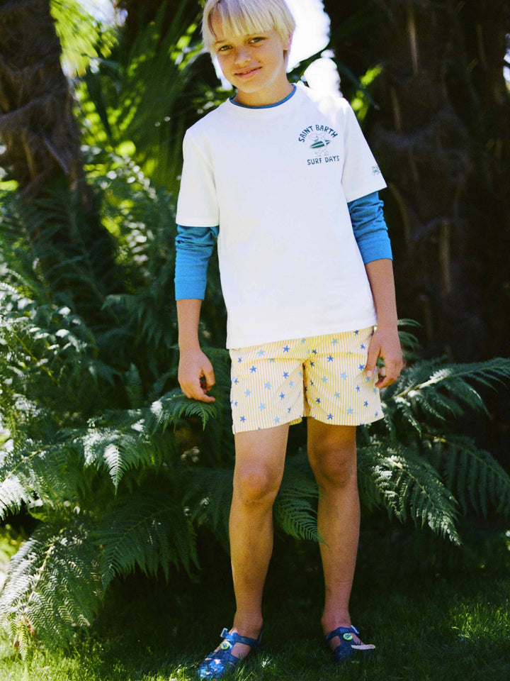Boy Comfort Light Jr swim shorts with starfishes print
