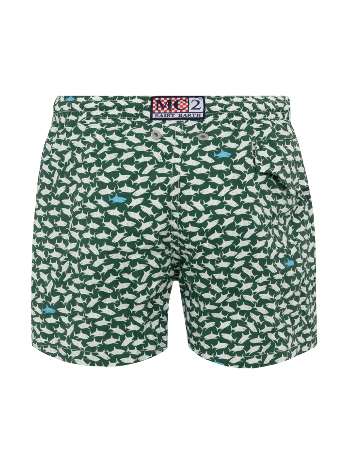 Comfort Light Badeshorts mit Hai-Print