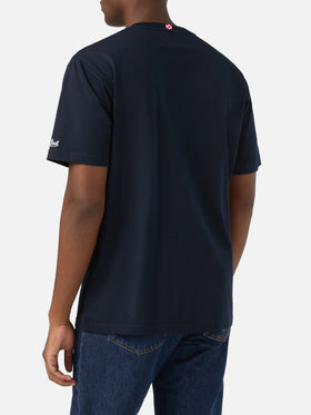 Camiseta de algodón Navy blue Connor con estampado de reloj y bordado 