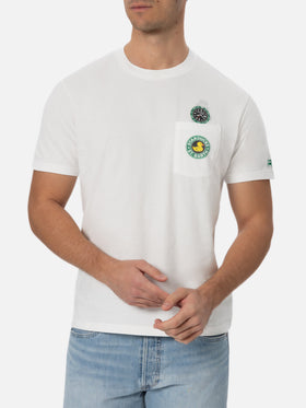 Weißes Baumwoll-T-Shirt für Herren „Connor“ mit Enten- und Uhren-Aufdruck