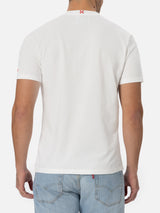 Man white cotton t-shirt Connor with Golden hour embroidery