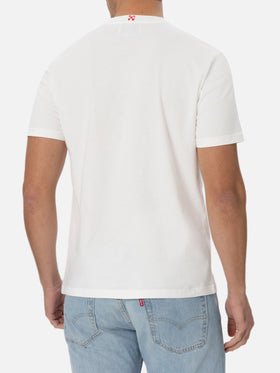 T-shirt bianca in cotone da uomo Connor con ricamo Bartman