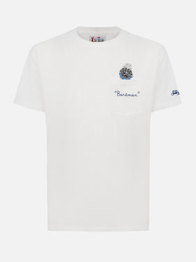 T-shirt bianca in cotone da uomo Connor con ricamo Bartman