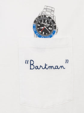 T-shirt bianca in cotone da uomo Connor con ricamo Bartman
