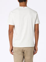 T-shirt da uomo in cotone bianco Connor con ricamo Time is money