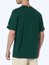 Man green cotton t-shirt Connor with Do you want a cola embroidery