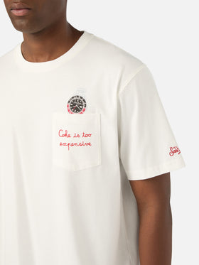 T-shirt en coton Connor blanc avec imprimé montre et broderie Cara Ho Un Expensive 