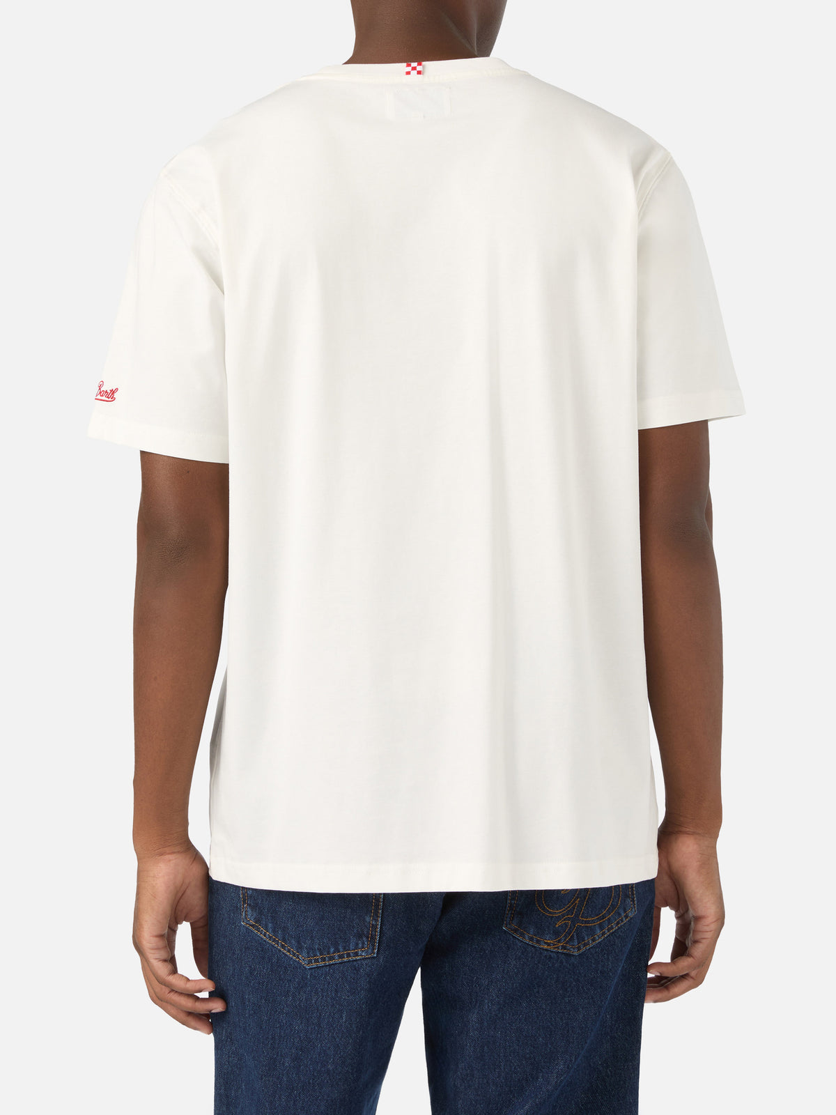T-shirt en coton Connor blanc avec imprimé montre et broderie Cara Ho Un Expensive 