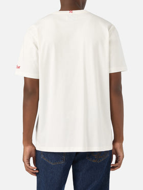 T-shirt en coton Connor blanc avec imprimé montre et broderie Cara Ho Un Expensive 
