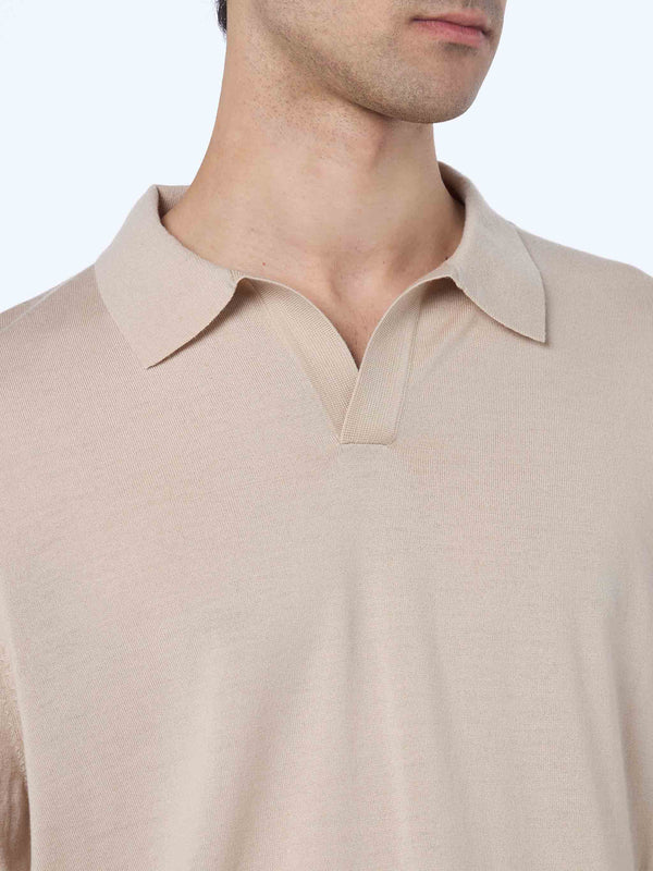 Man beige merino wool polo Covent