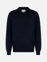 Marineblauer Herrenpullover mit Polokragen und Kaschmirmischung Covent