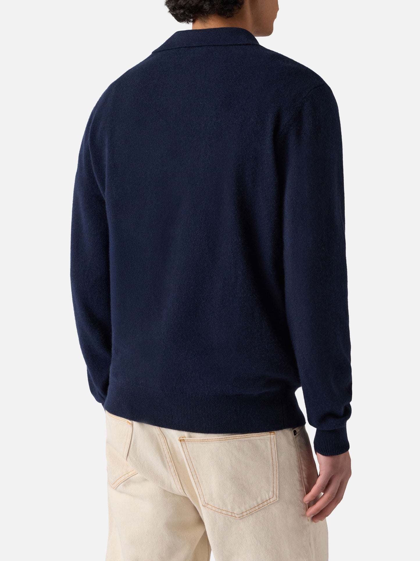 Covent cashmere knit polo in night blue