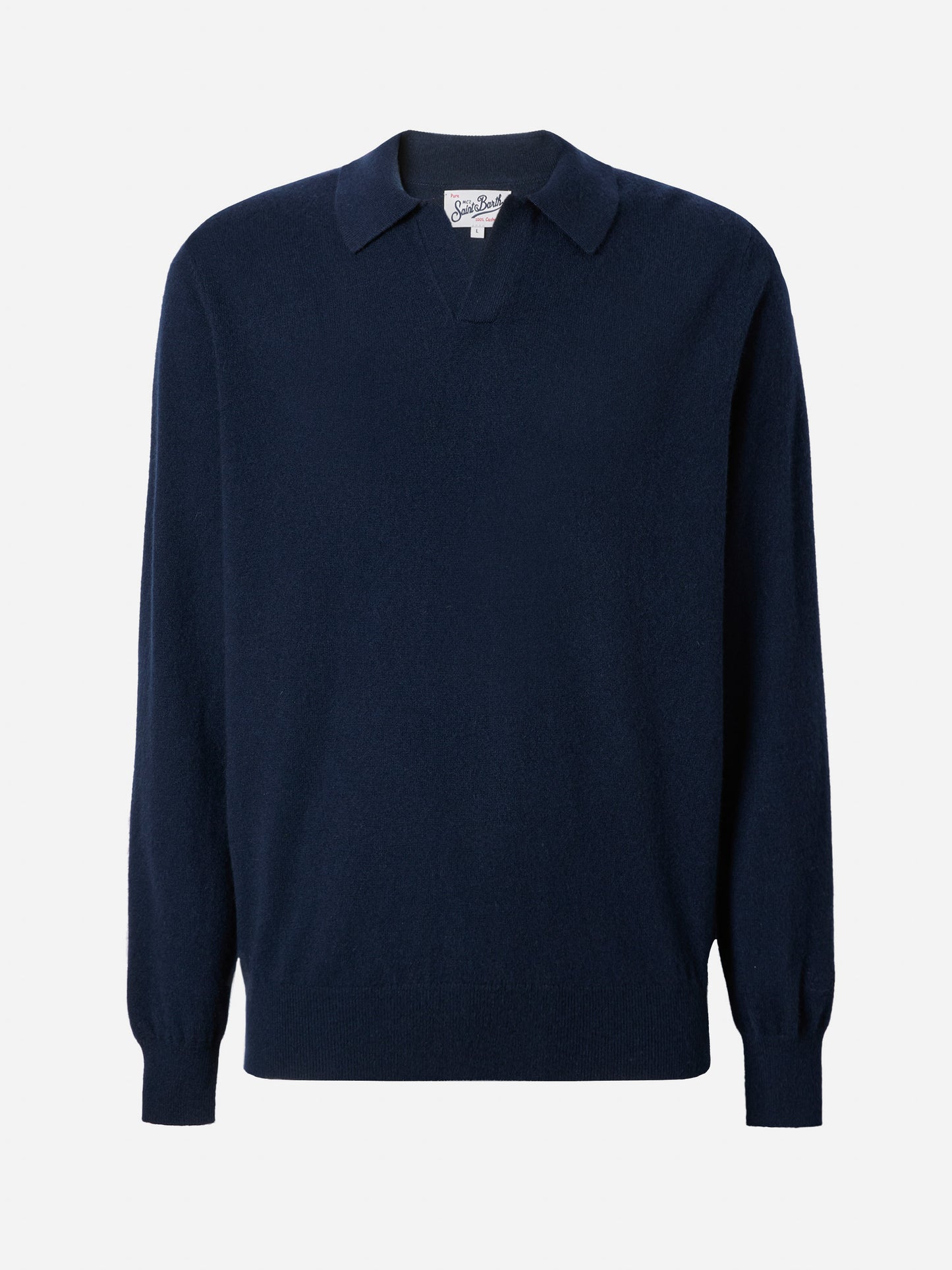 Polo in maglia di cashmere Covent blu notte