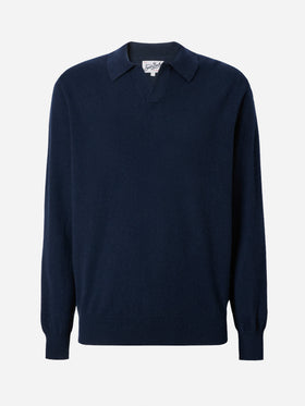 Polo in maglia di cashmere Covent blu notte