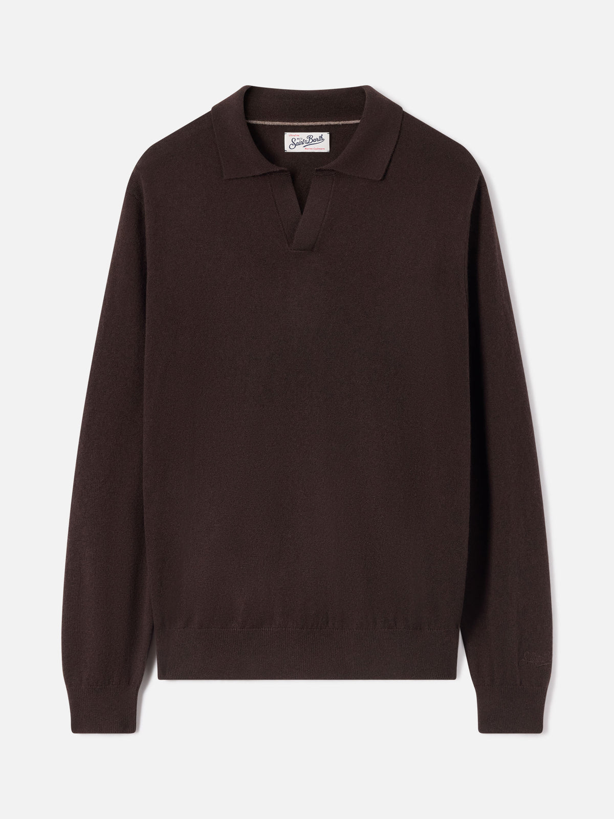 Polo en mélange de laine mérinos et de cachemire Brown Covent 