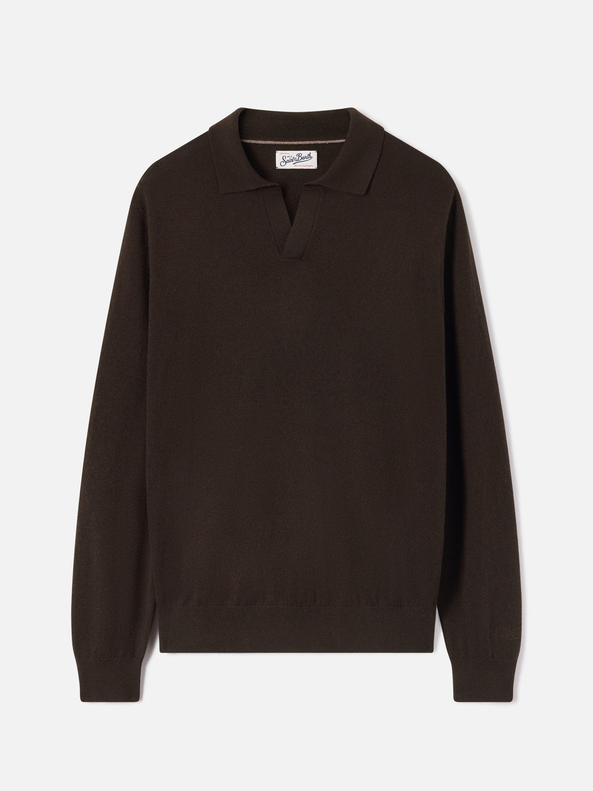 Brown Covent merino wool and cashmere blend polo