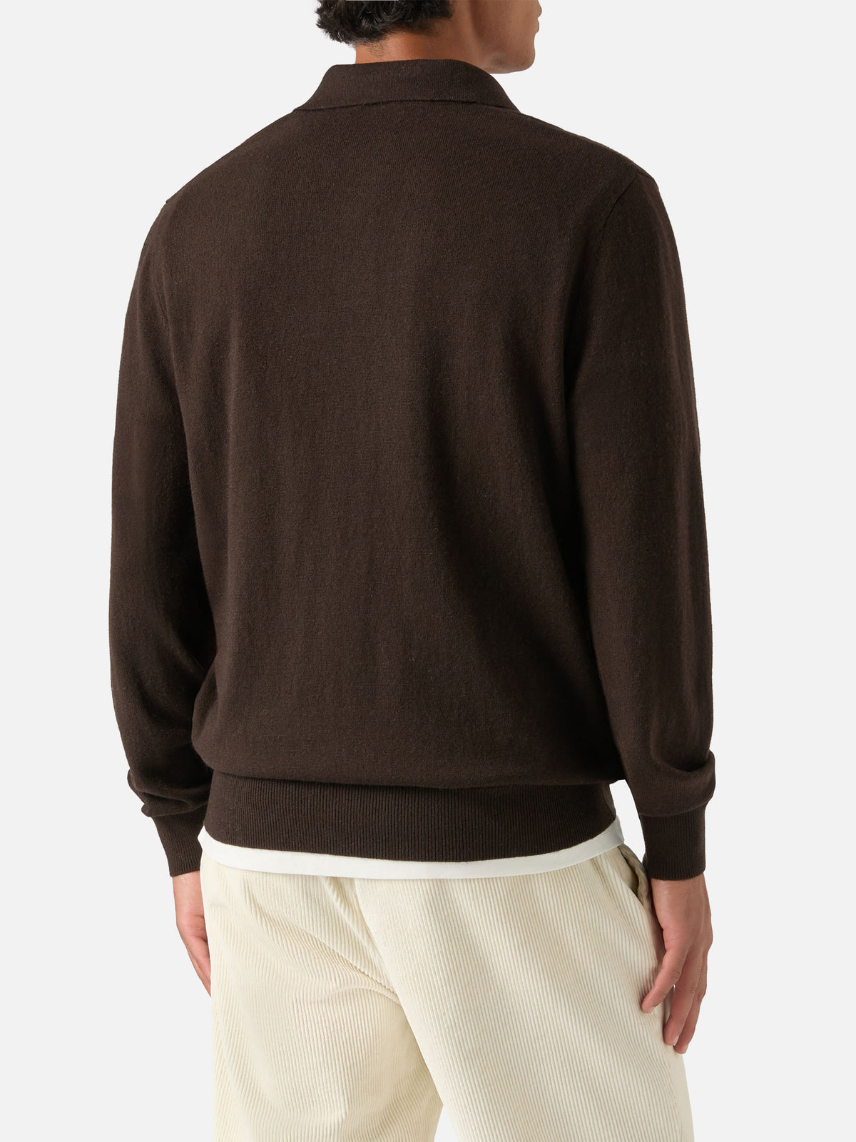 Brown Covent merino wool and cashmere blend polo