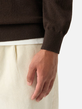 Brown Covent merino wool and cashmere blend polo