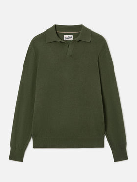 Poloshirt aus einer Merinowoll- und Kaschmirmischung in Military Green Covent 
