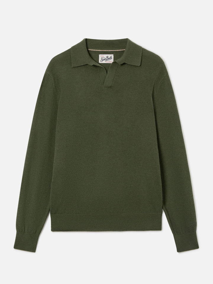 Poloshirt aus einer Merinowoll- und Kaschmirmischung in Military Green Covent 