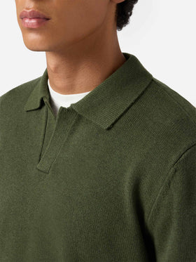 Polo in maglia Covent in lana verde militare