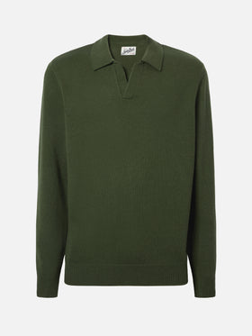 Military green wool knit polo Covent