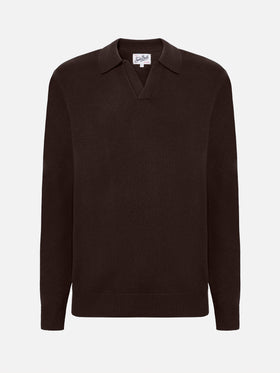 Brown wool knit polo Covent