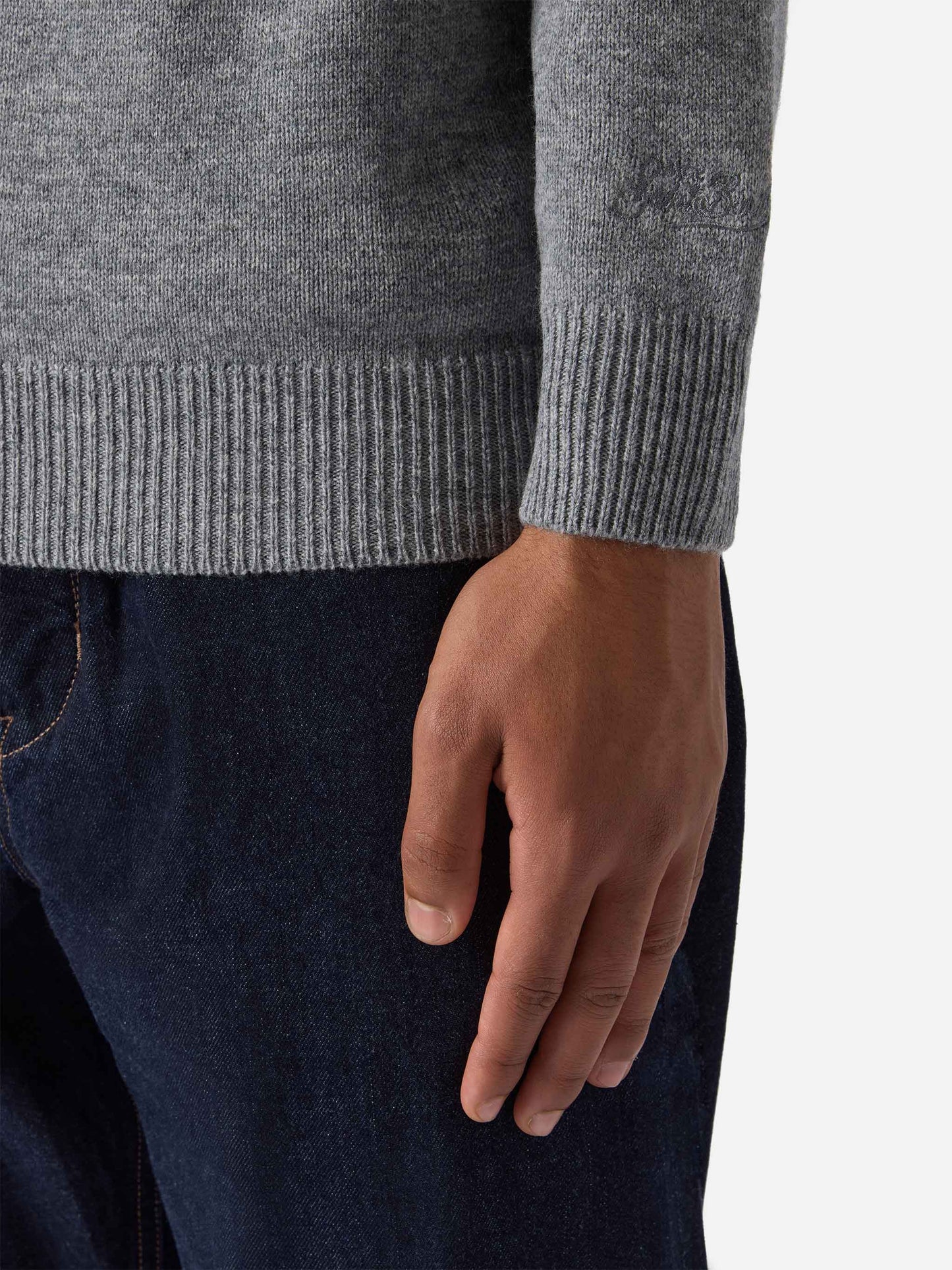 Grey melange wool knit polo Covent