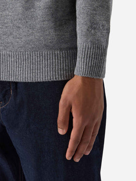 Grey melange wool knit polo Covent