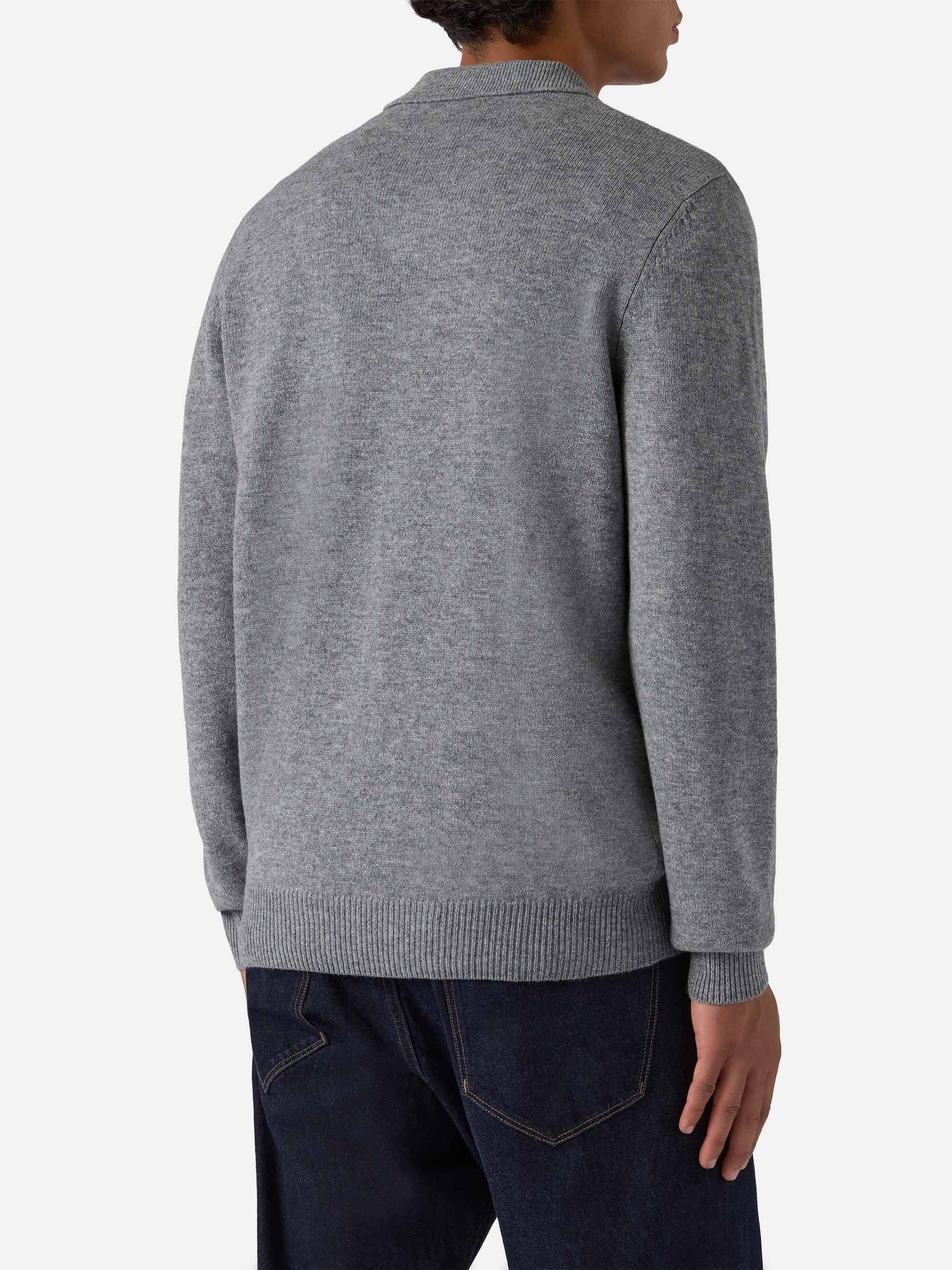 Grey melange wool knit polo Covent