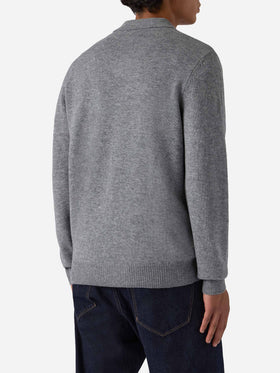 Grey melange wool knit polo Covent