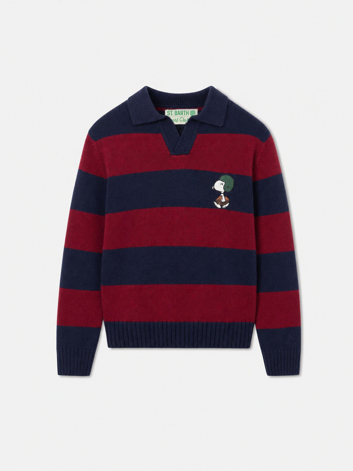 Polohemd für Jungen in Blau und Rot gestreift Covent mit Snoopy-Print | SNOOPY PEANUTS SPECIAL EDITION 