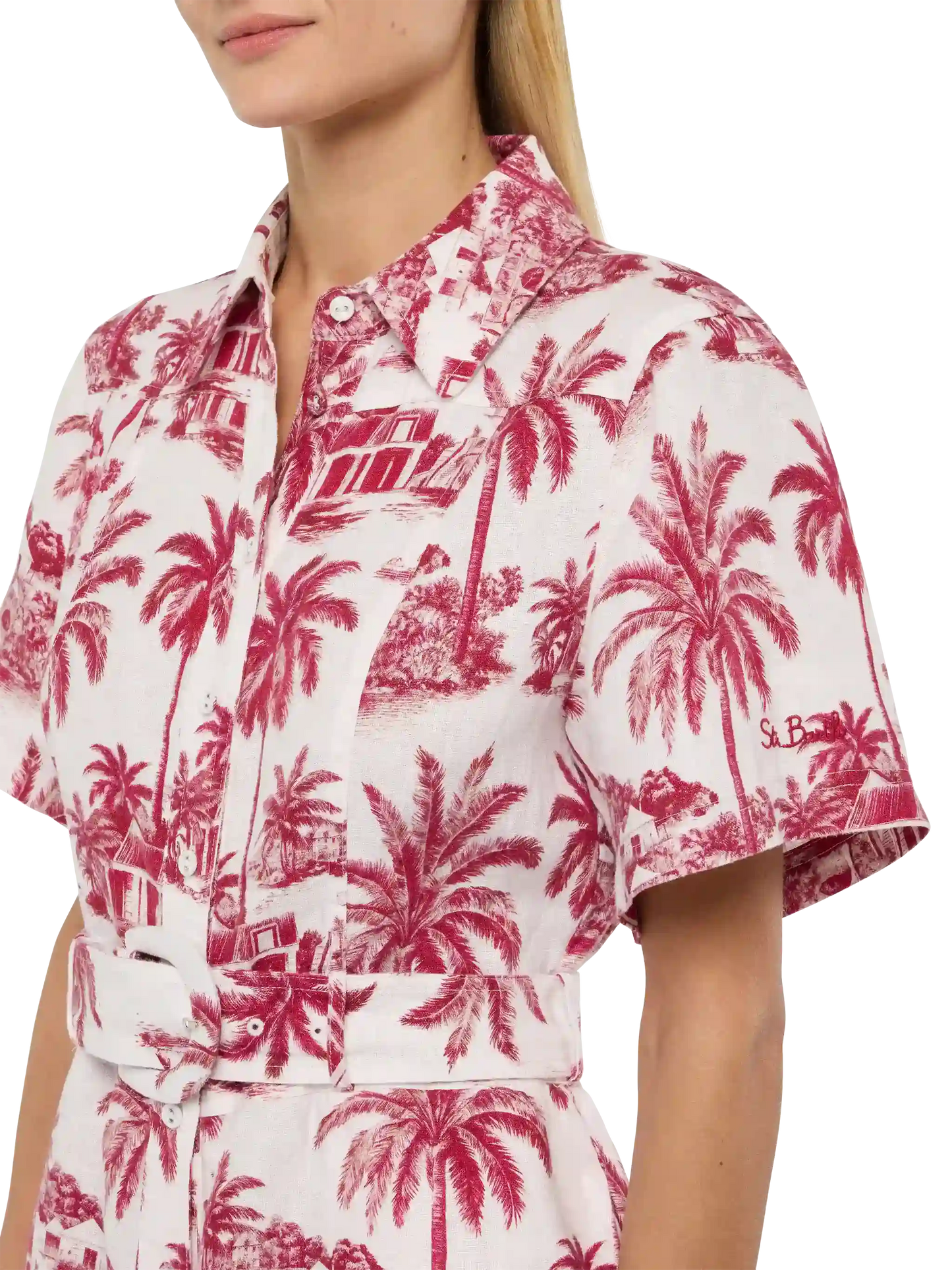 Carola linen playsuit with toile de jouy print | AI CO-CREATED DESIGN BY RICKDICK - POWERED BY RED-EYE